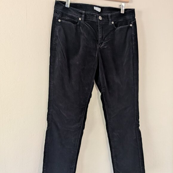 J. Jill Black Velvet Straight Leg Pants Size 8‎ Petite Classic Casual Chic - Picture 2 of 10